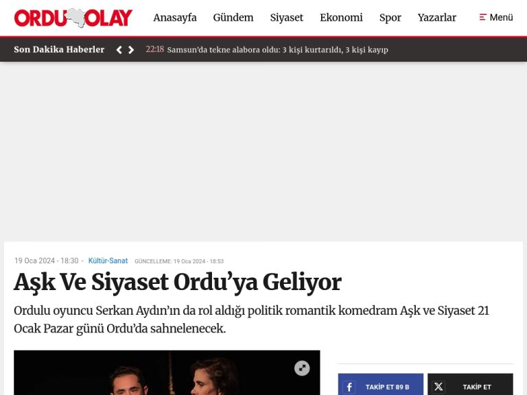 Aşk Ve Siyaset Ordu’ya Geliyor – Ordu Olay Gazetesi | Ordu Haber