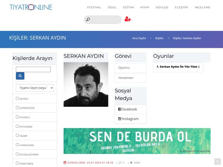 Kişiler: Serkan Aydın | tiyatronline