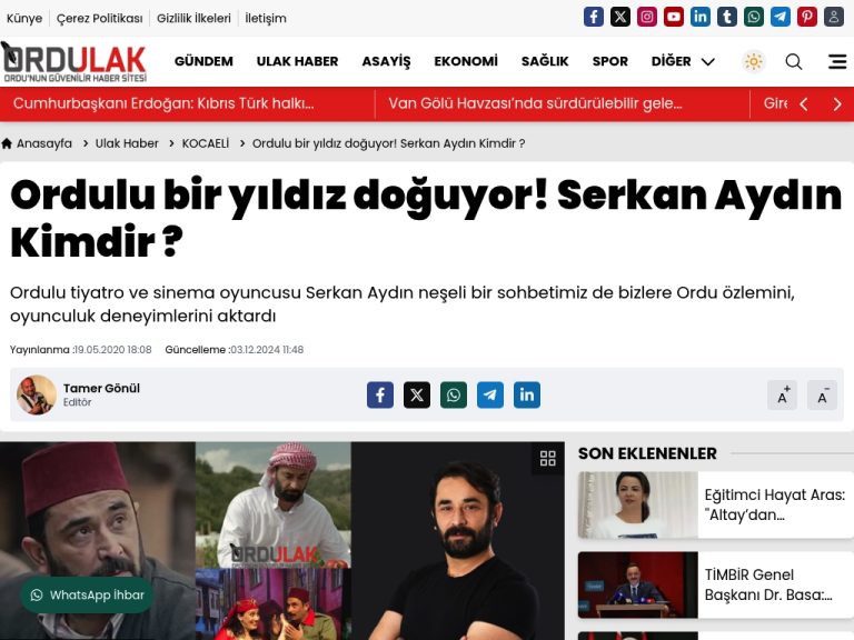 Ordulu bir yıldız doğuyor! Serkan Aydın Kimdir ? – Ordu Ulak