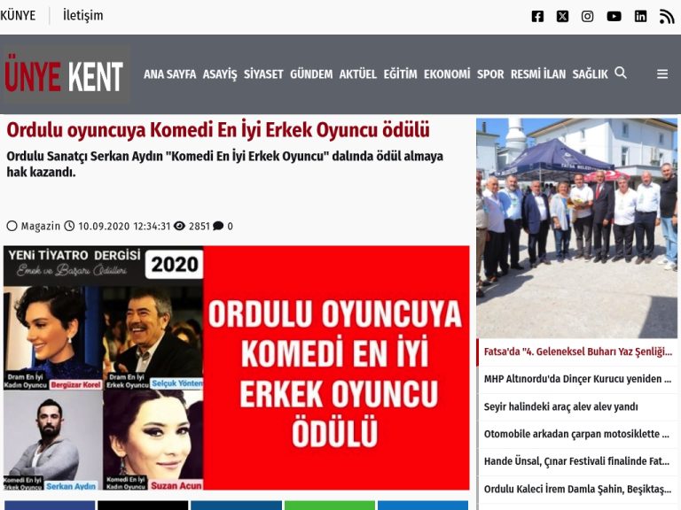 Ordulu oyuncuya Komedi En İyi Erkek Oyuncu ödülü